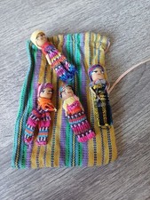 Bundle Of 4 Guatemalan/Mayan Worry Dolls With Pouch, Each Doll Is Unique