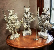 3 Solid Brass Viking Figures