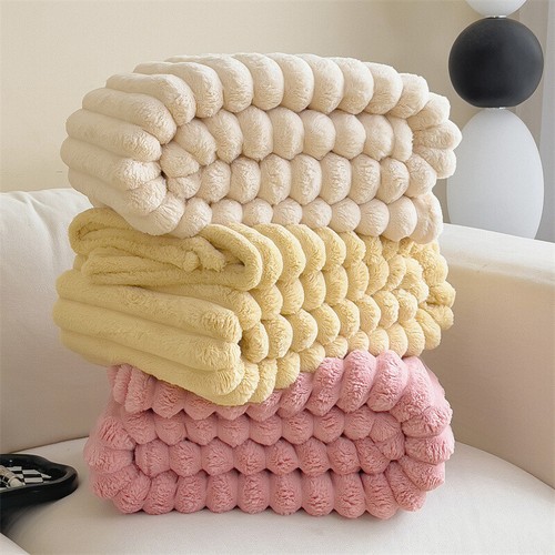Ribbed soft fleece throws - ribbed,