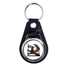 CLASSIC VAUXHALL BLACK AND WHITE FAUX LEATHER KEYRING/KEY FOB.