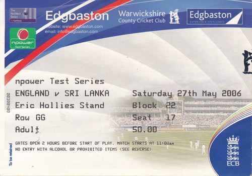 Cricket ticket england v - -, sri