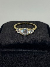 3 Stones 1ct Cubic Zirconia Ring - 14k Gold Plated 925 Sterling Silver -  P