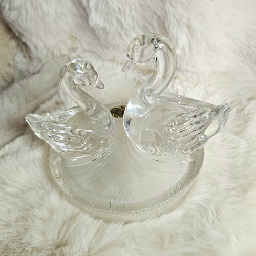 Clear glass swan pair - clear,
