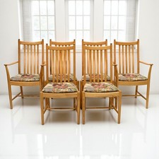 6 Ercol Dining Chairs Penn Model 1138A Light Finish Cushions FREE UK Delivery