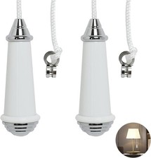 White Ceramic & Chrome Light Pull Cord 2-Pack for Fans, Lamps & Bathroom Lights