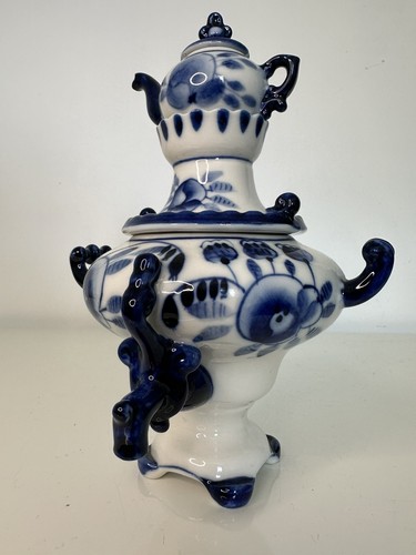 Vtg blue white floral gzhel - vtg,