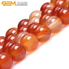 Natural Gemstone Carnelian Agate Round Loose Beads For Jewellery Making 15" UK