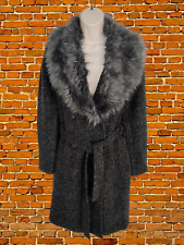 WOMENS PAUL COSTELLOE SIZE UK 8 CHARCOAL WOOL BLEND BELTED OVERCOAT JACKET SMART