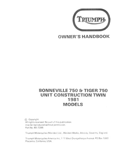 Triumph owners manual book - manual,