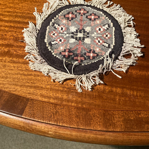 Handmade hand woven wool round - woven,