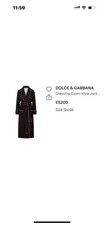 Dolce Gabbana Cashmere Wool Dressing Gown robe Coat BNWT €5450 Size 48 / UK18/20