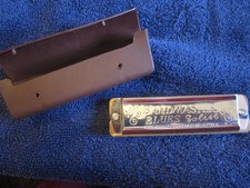 Bandmaster Blues Solist harmonica in case. 4 inch long. slight corrosion at edge