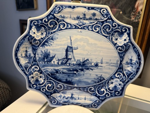 Vintage blue white windmill - vintage,