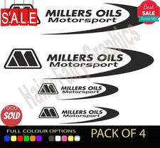 4 x MILLER OIL  Vinyl Sticker Decal Car Window Bumper Race Livery Mod Sponsor
