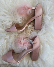 Next Shoes Size 6.5 dusky pink open toe adjustable adjustable ankle strap fluffy