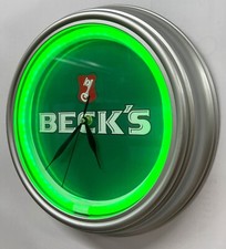 Becks Lager green LED 'neon effect' wall clock mancave homebar advertising