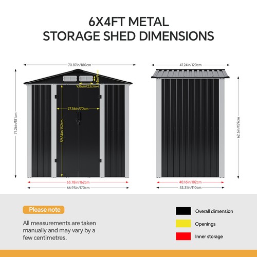Galvanised metal garden shed - metal,