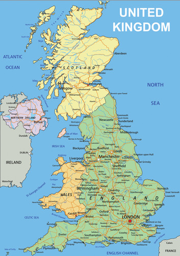 United kingdom map - united, northern