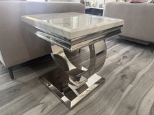 Marble/chrome Side/Coffee Table Grey/Cream