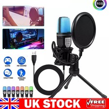 USB Condenser Microphone With Stand Pop Filter PC Podcast Studio Recording Mic