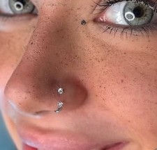 Horseshoe Nose Ring Hoop CZ Stainless Steel Daith Septum Piercing 6mm 8mm