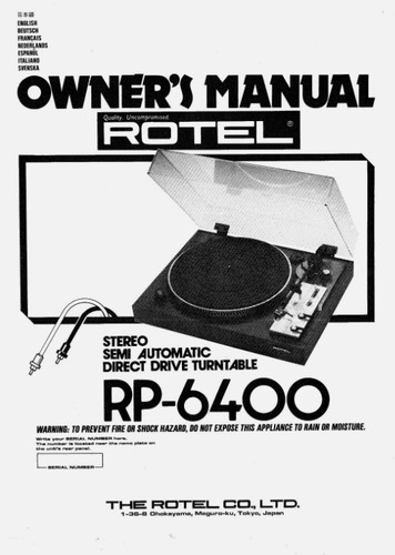 Rotel 6400 turntable owners - rp-6400,