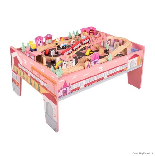 Wooden train set table - set,