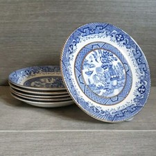 Barratts  Rare Gold Gilding Willow Pattern Saucer Staffordshire England 14.5cm