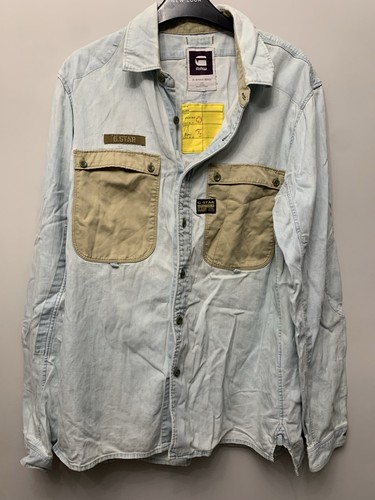 Star raw men denim shirt - star,