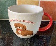 Dog Mug  by F&F  “Pawsitively Adorable” Beige & Red