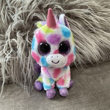 Ty Beanie Boos Boo Wishful Unicorn Plush Soft Toy Tags Spotty Rainbow