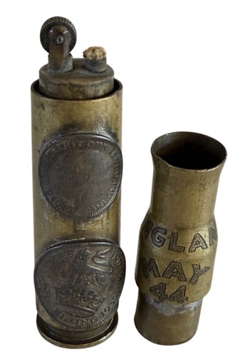 Wwii trench art brass lighter - trench,