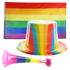 PRIDE PARADE HAT, FLAG + VUVUZELA LGBTQ PARADE PRIDE RAINBOW FLAGS FESTIVAL LOT