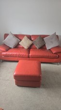 Leather Sofa 3-Seater And Foot