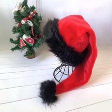 Santa Hat Adults Deluxe Xmas Christmas Hat (Red and Black)