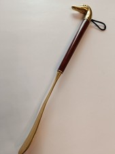 Vintage Brass Wood Shoe Horn With Duck Shape Head 16"