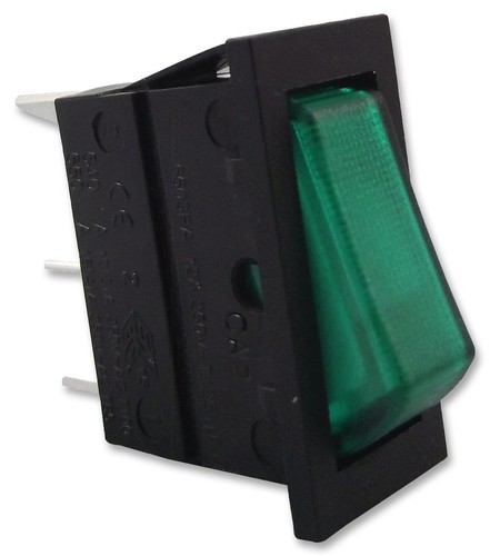 Switch rocker spst green - switch,,