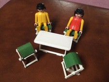 Rare Vintage Playmobil Foldable Table & Green Chairs (figures not included)