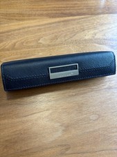 Montblanc Triangular Single Pen Case In Black Leather With Gold Trim