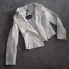XS SX Gold Spike Studded White