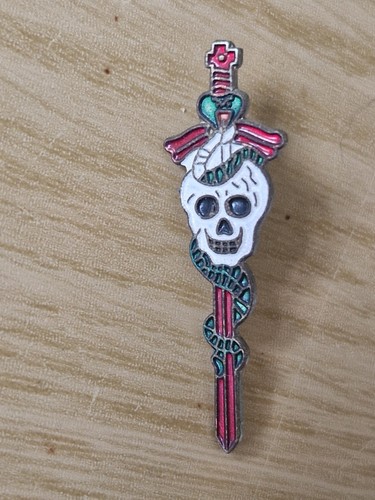 Skull snake cross enamel lapel - cross,