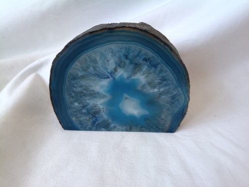 Large blue agate end - blue,