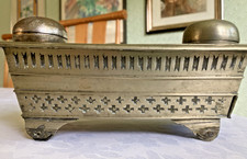 Antique Original Asian Oriental Java Sirih Betel Nut Brass Box Wheeled Table Set