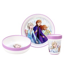 Disney Frozen 3pcs Bicolor Kids Dinner Tableware Set Plate, Bowl & Tumbler
