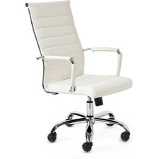 Ergonomic White Ribbed PU