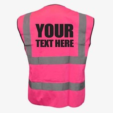 CUSTOM PRINTED HI VIZ VIS VEST PERSONALISED SAFETY REFLECTIVE WAISTCOAT COLOURS