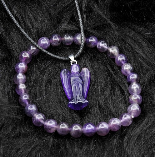 Amethyst bracelet set gemstone - bracelet,