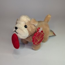 Vintage Keel Toys Simply Soft Collection Bulldog Puppy Dog Plush w/ Red Heart 5"
