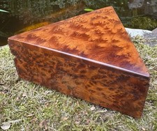 Vintage Burr Amboyna Triangular Art Deco Jewellery / Ring Box