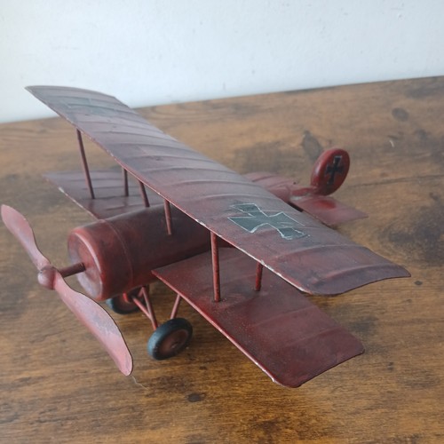 Tin fighter plane red - tin,